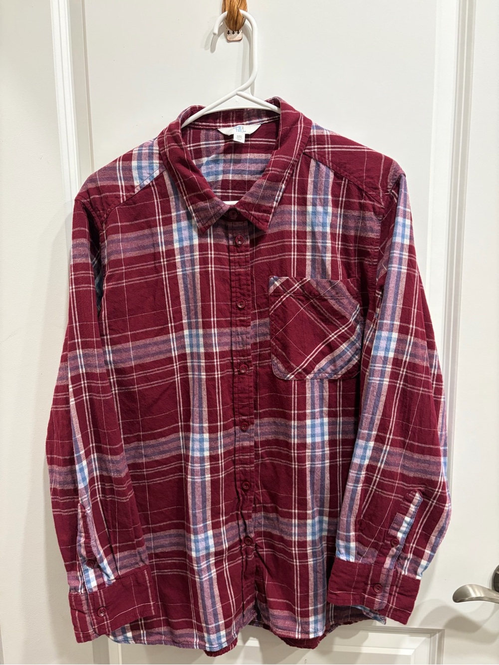 Time and Tru Plaid Top Button-Up Shirt Red Blue Women’s 2XL
